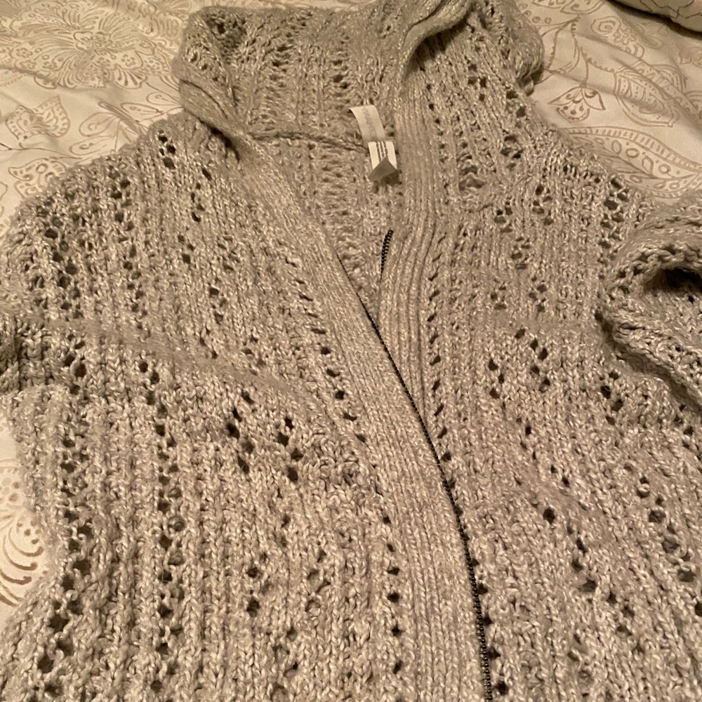 Gray cardigan with hoodie